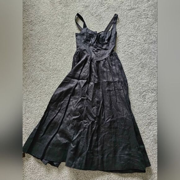 Reformation Balia Linen Dress Black - Picture 6 of 6